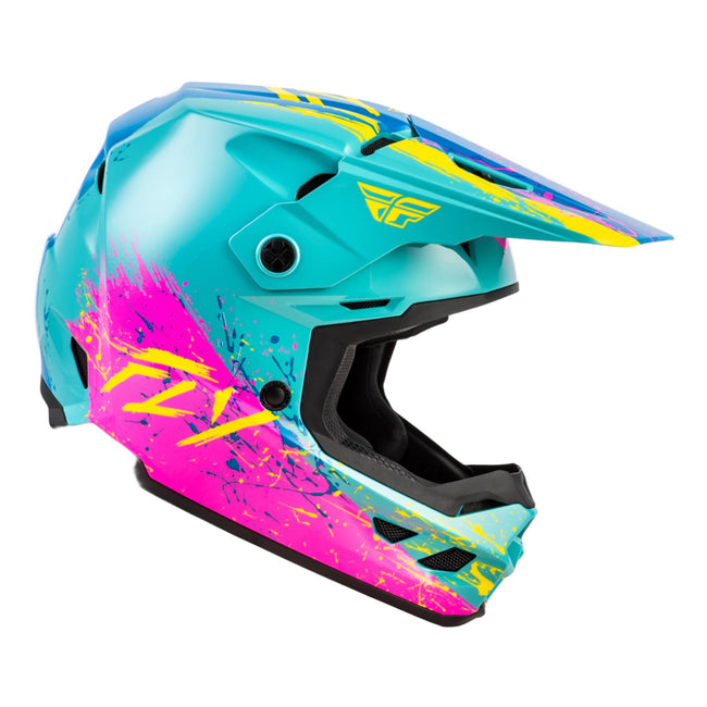 Fly Racing Kinetic Drip BMX Race Helmet-Turquoise/Pink/Yellow - 2