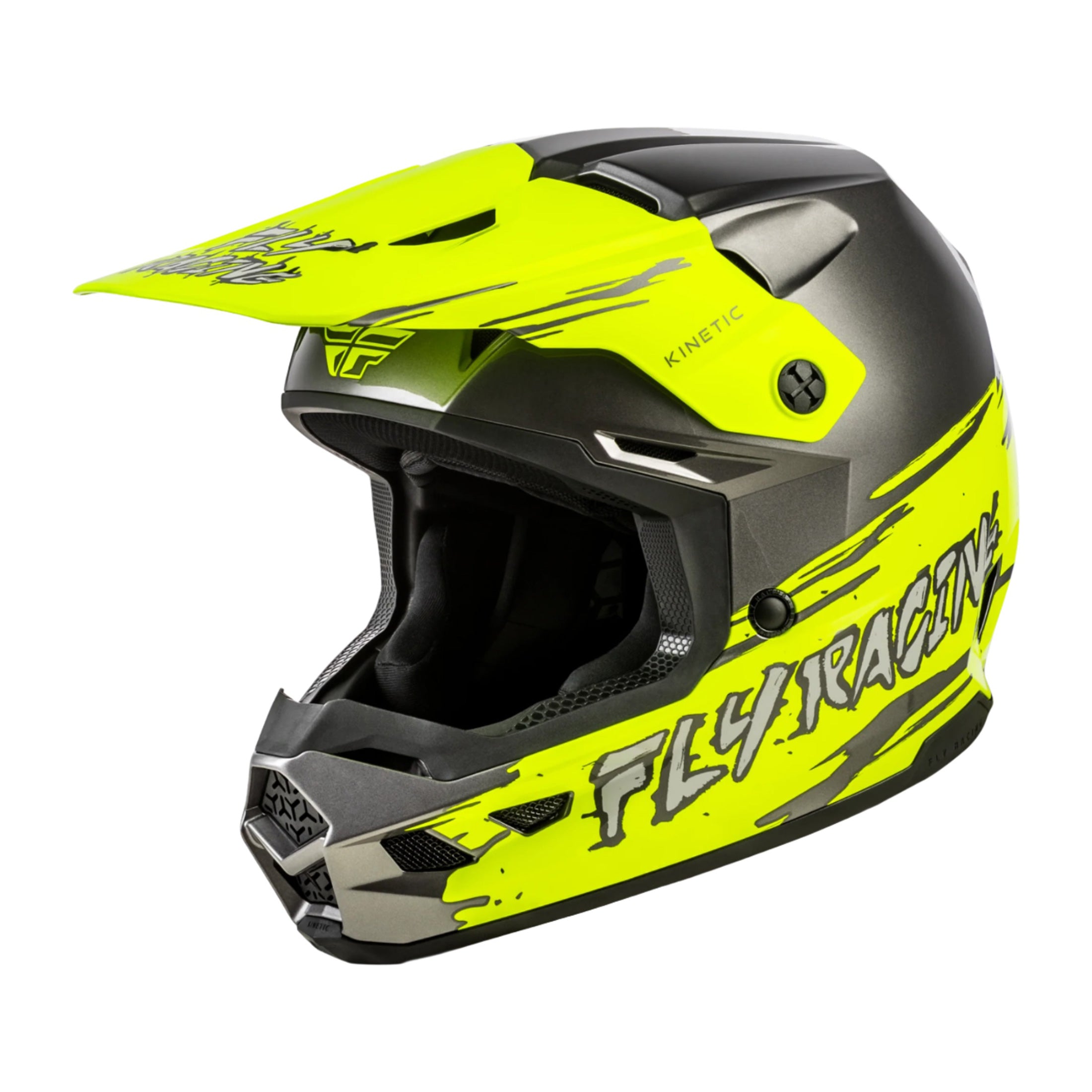 Fly Racing Youth Kinetic Surge Helmet Grey/Hi-Vis Ym