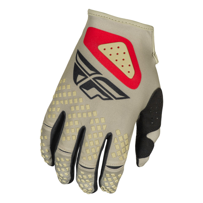 Fly Racing Kinetic Sym BMX Race Gloves-Light Grey/Red/Black - 1