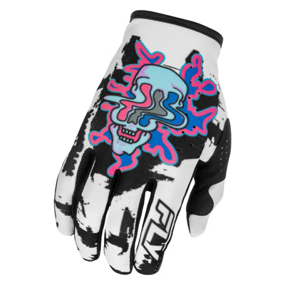 Fly Racing Lite BMX Race Gloves-Warp White/Blue/Pink