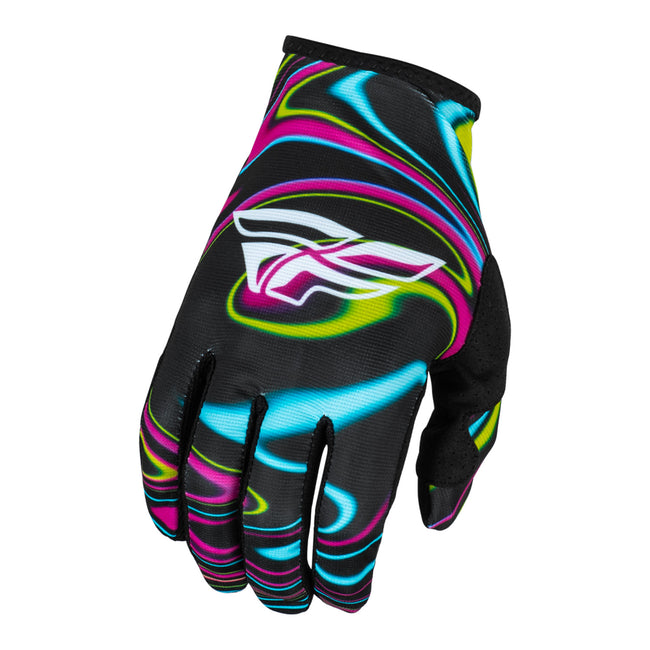 Fly Racing Lite Warped BMX Race Gloves-Black/Pink/Electric Blue - 1
