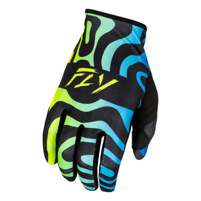 Fly Racing Lite Zen BMX Race Gloves-Black/Blue/Hi-Viz