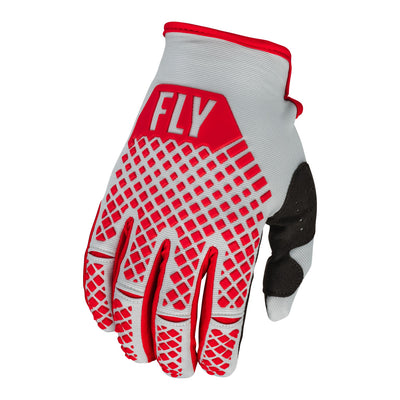 Fly Racing Youth Kinetic BMX Race Gloves-Red/Grey