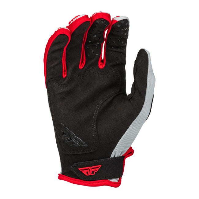 Fly Racing Youth Kinetic BMX Race Gloves-Red/Grey - 2