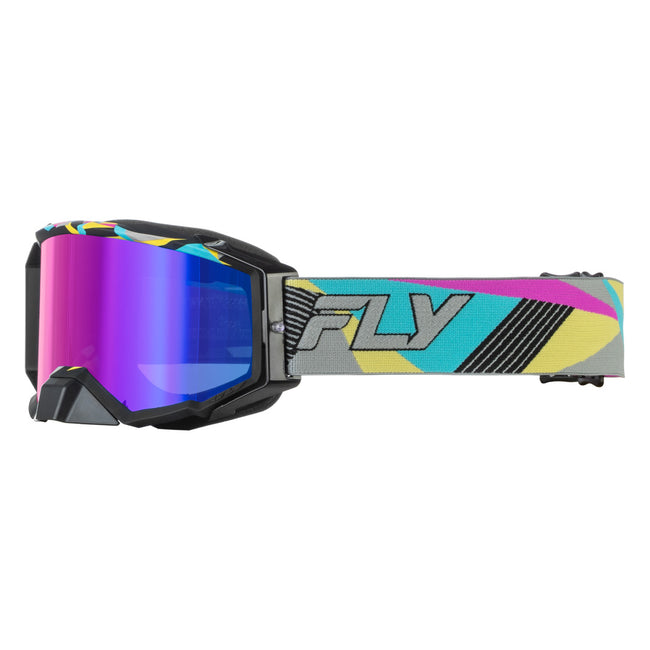 Fly Racing Zone Elite Retro Goggles-Neon w/Magenta Mirror/Blue Lens - 1