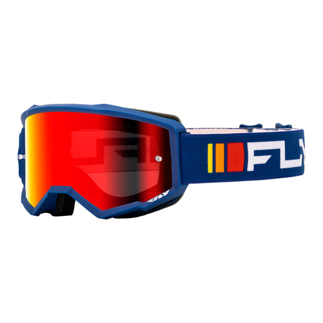 Fly Racing Zone Goggle-Navy/White with Red Mirror/Smoke Lens - 1