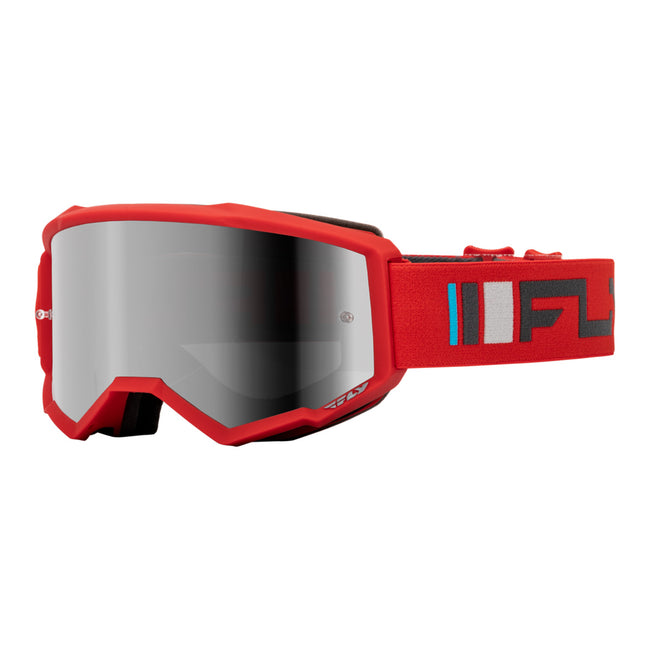 Fly Racing Zone Goggle-Red/Charcoal with Silver Mirror/Smoke Lens - 1
