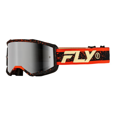 Fly Racing Zone Goggles-Black/Red/Cream W/Silver Mirror/Smoke Lens