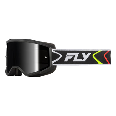Fly Racing Zone Goggles-Black/White W/Black Mirror/Smoke Lens