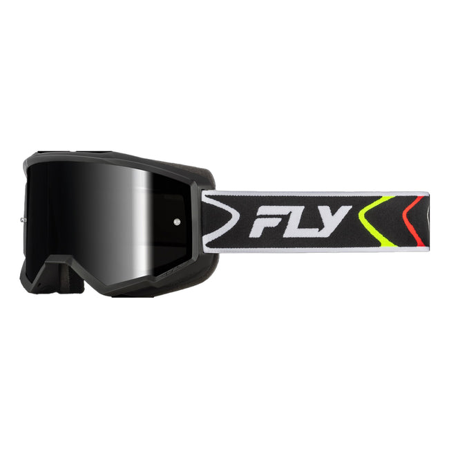 Fly Racing Zone Goggles-Black/White W/Black Mirror/Smoke Lens, Youth