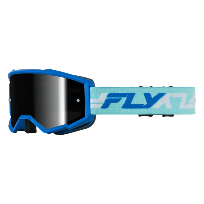 Fly Racing Zone Goggles-Blue/White w/Black Mirror/Smoke Lens - 1