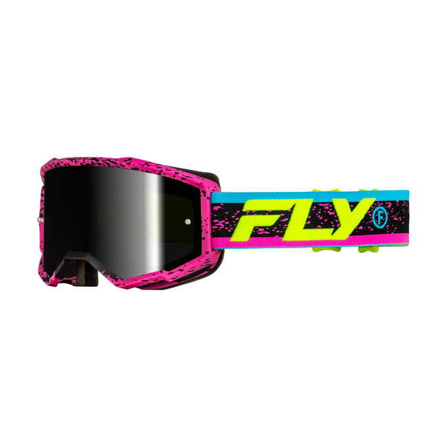 Fly Racing Zone Goggles-Pink/Black/Hi-Vis W/Black Mirror/Smoke Lens - 1