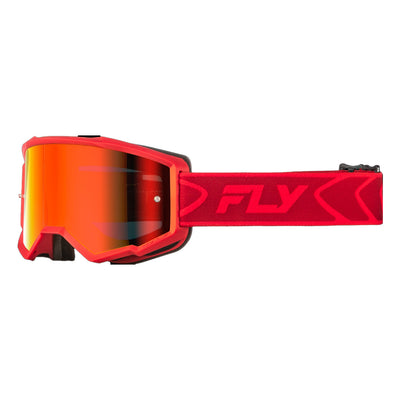Fly Racing Zone Goggles-Red/Crimson W/Red Mirror/Smoke Lens