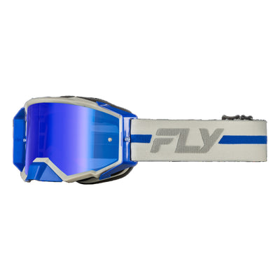 Fly Racing Zone Pro Goggles-Grey/Blue W/Blue Mirror/Smoke Lens