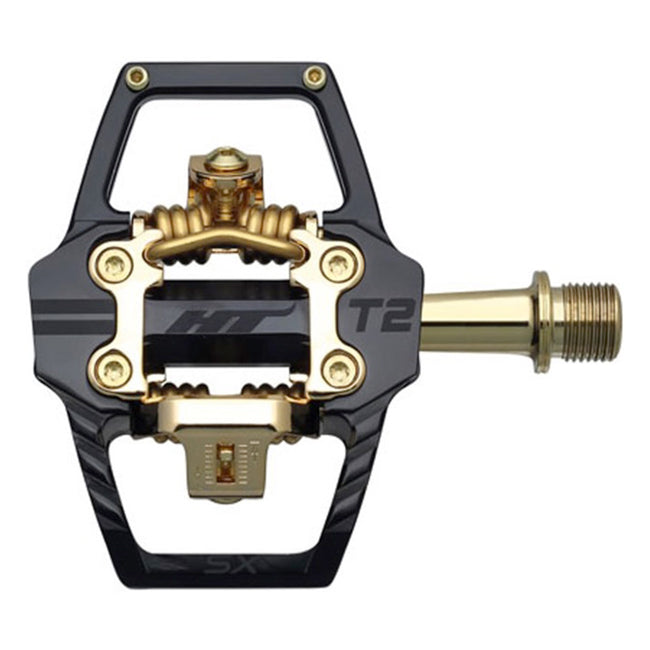 HT T2-SX LTD 2024 Olympic Edition Clipless BMX Pedals-Black/Gold - 1