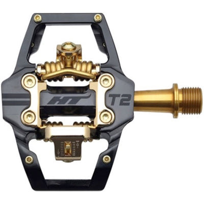 HT T2T Ti LTD 2024 Olympic Edition Clipless BMX Pedals-Black/Gold