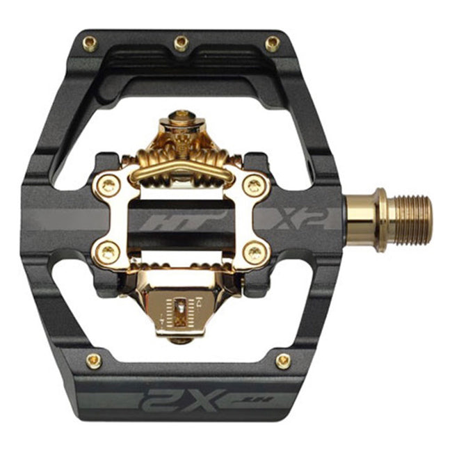 HT X2-SX LTD 2024 Olympic Edition BMX Clipless Pedals-Black/Gold - 1