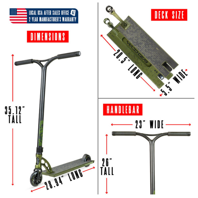 Madd Gear Origin 550 Pro Scooter-Olive - 4