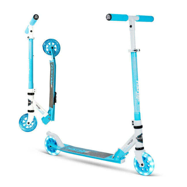 Madd Gear Rush 125 Light-Up Folding Scooter-White/Blue - 1