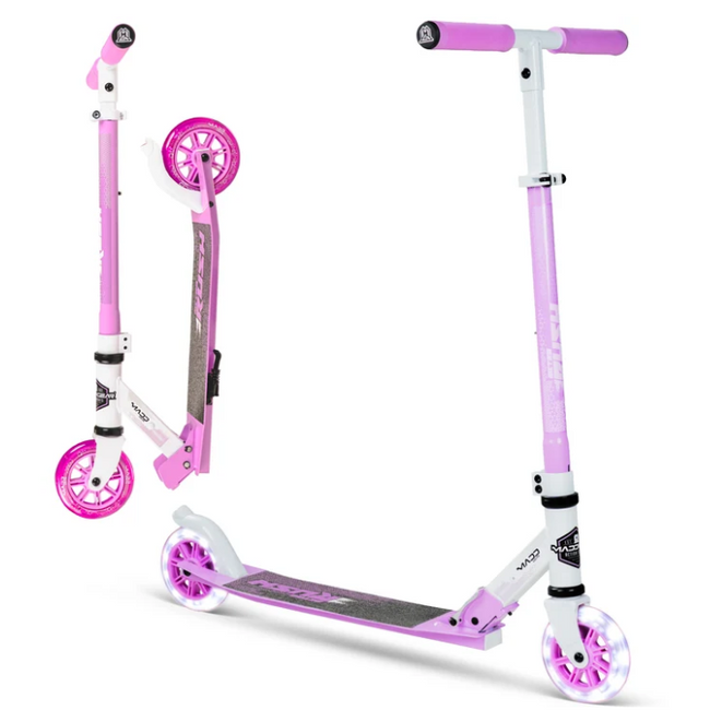 Madd Gear Rush 125 Light-Up Folding Scooter-White/Purple - 1