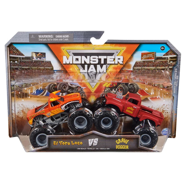 Monster Jam Die-Cast 1:64 Scale Monster Truck-2-Pack-El Toro Loco vs Grave Digger - 8