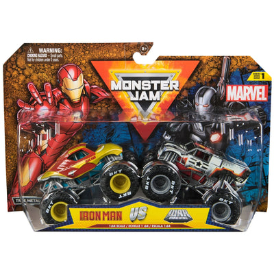 Monster Jam Die-Cast 1:64 Scale Monster Truck-Marvel 2-Pack-Iron Man vs War Machine