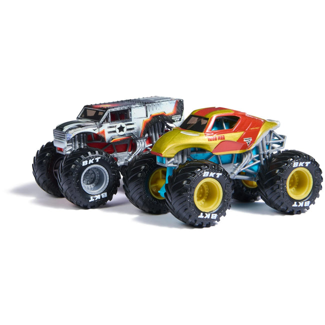 Monster Jam Die-Cast 1:64 Scale Monster Truck-Marvel 2-Pack-Iron Man vs War Machine - 2