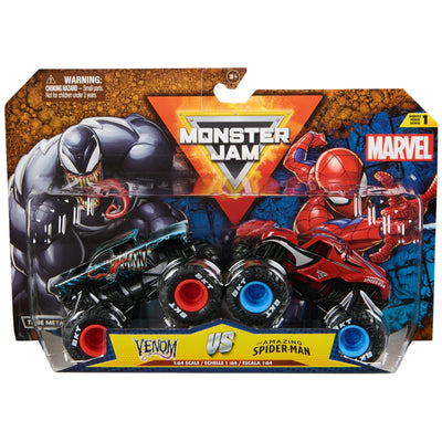 Monster Jam Die-Cast 1:64 Scale Monster Truck-Marvel 2-Pack-Venom vs Spider Man