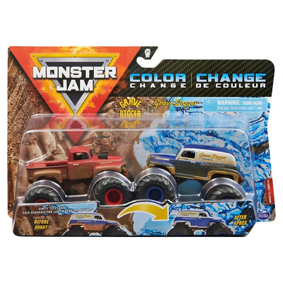 Monster Jam Color-Change Die-Cast 2 Trucks Pack-Grave Digger VS Grave Digger Legend