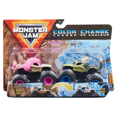 Monster Jam Color-Change Die-Cast 2 Trucks Pack-Monster Mutt Poodle VS Monster Mutt Husky
