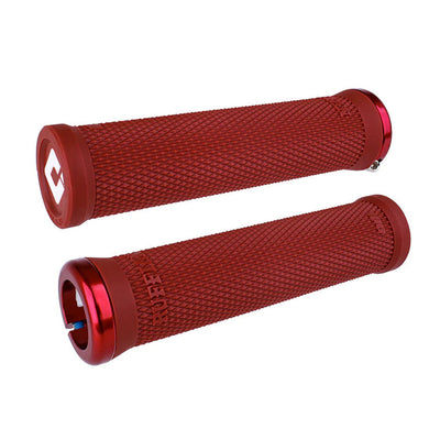 ODI Ruffian V2.1 MTB Flangeless Lock-On Grips-Dark Red/Red