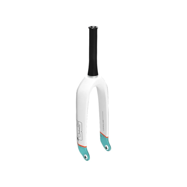 SD Pro Tapered Carbon BMX Fork V2-20"-Matte White/Orange/Teal - 1