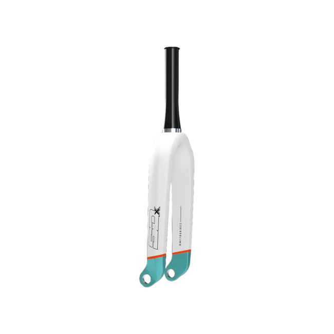 SD Pro Tapered Carbon BMX Fork V2-24"x1 1/8-1.5"-20mm-Matte White/Orange/Teal - 2