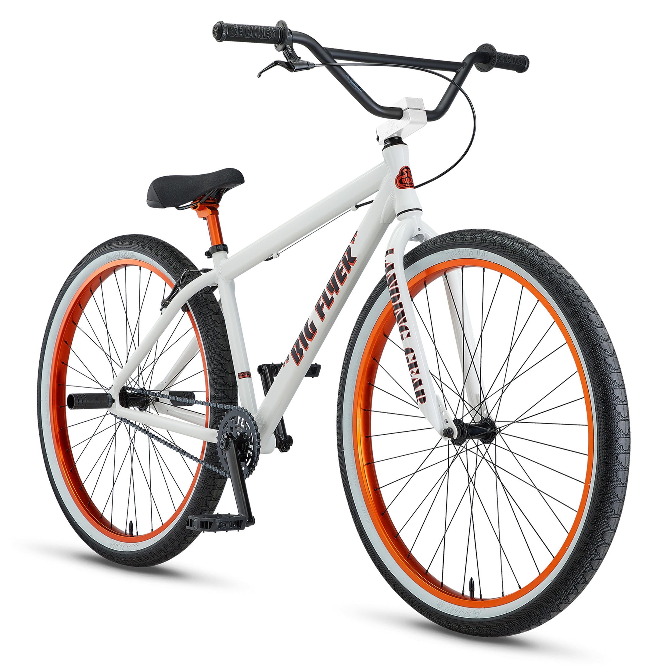 SE Bikes Big Flyer 29 inch BMX Freestyle Bike-White/Orange – J&R Bicycles, Inc SE Bikes Big Flyer 29 inch BMX Freestyle Bike-White/Orange – J&R Bicycles, Inc