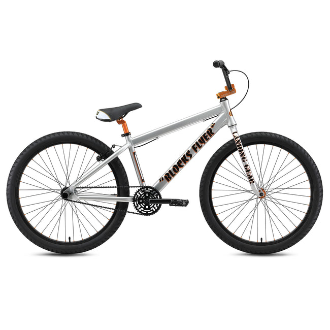 SE Bikes Blocks Flyer 26&quot; BMX Freestyle Bike-Iced Out Silver - 1