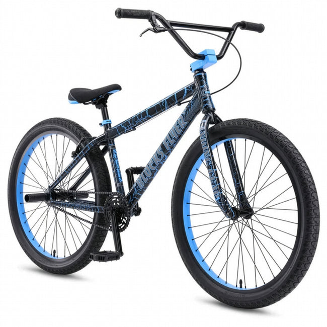 SE Bikes Blocks Flyer 26" BMX Freestyle Bike-Blue Crackle - 2