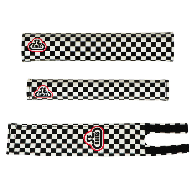 SE Bikes BMX CheckerBoard 3-Piece Padset-Black/White - 1