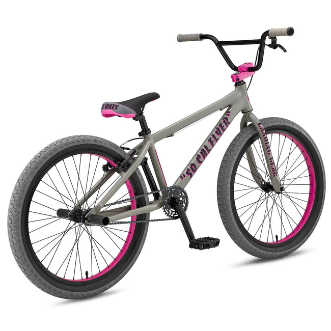 SE Bikes So Cal Flyer 24" BMX Freestyle Bike-Matte Gray/Pink - 2
