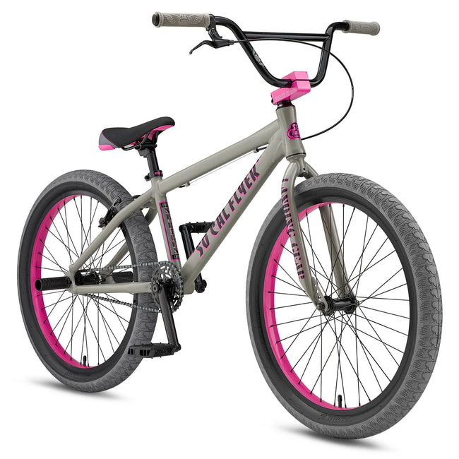 SE Bikes So Cal Flyer 24" BMX Freestyle Bike-Matte Gray/Pink - 3