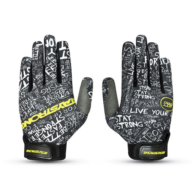 Stay Strong Youth Scribble BMX Race Gloves-Black - 1