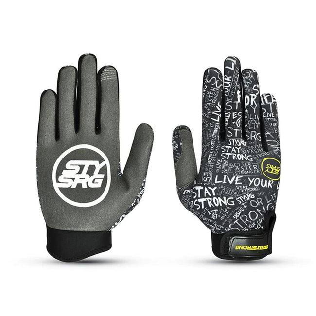 Stay Strong Youth Scribble BMX Race Gloves-Black - 4