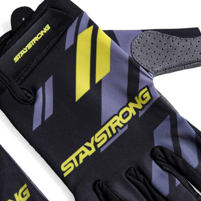 Stay Strong Youth Multi Chevron BMX Race Gloves-Black/Yellow - 3
