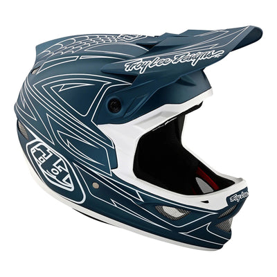 Troy Lee Designs D3 Fiberlite BMX Race Helmet-Spiderstripe Blue