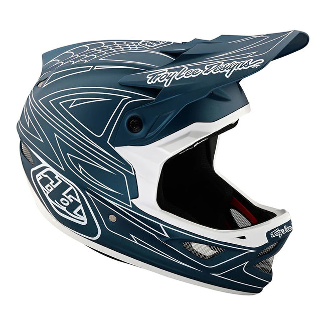 Troy Lee Designs D3 Fiberlite BMX Race Helmet-Spiderstripe Blue - 1