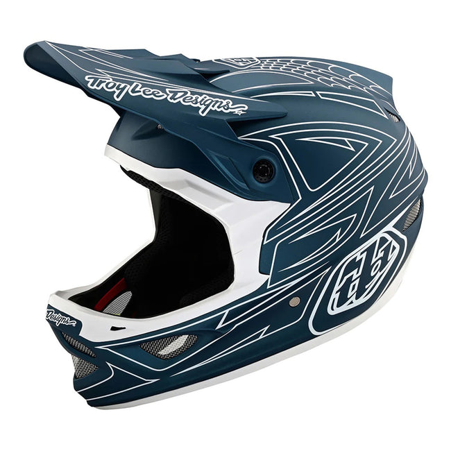 Troy Lee Designs D3 Fiberlite BMX Race Helmet-Spiderstripe Blue - 7