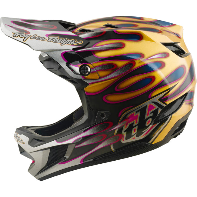 Troy Lee Designs D4 Carbon MIPS BMX Race Helmet-Overspray Gold/Black - 6