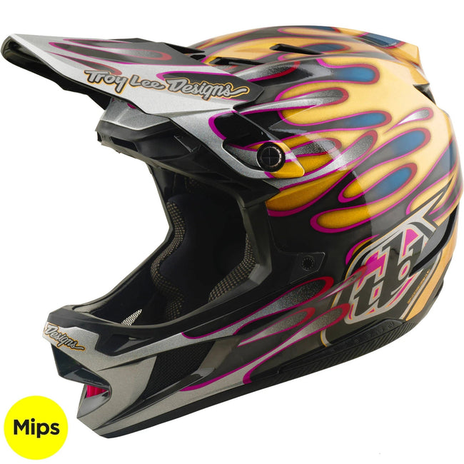 Troy Lee Designs D4 Carbon MIPS BMX Race Helmet-Overspray Gold/Black - 7