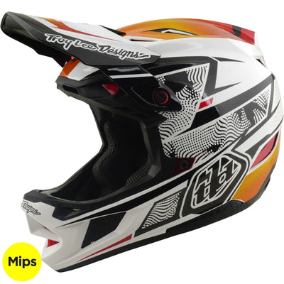 Troy Lee Designs D4 Composite MIPS BMX Race Helmet-Lined Up White