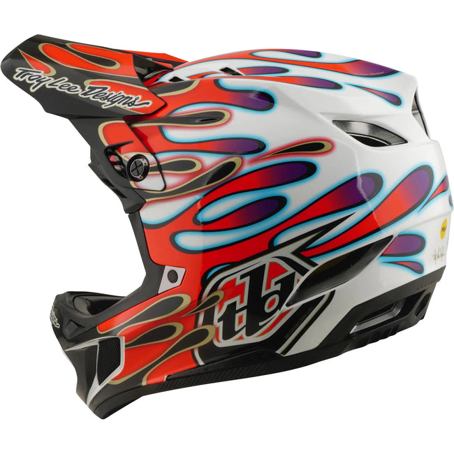 Troy Lee Designs D4 Composite MIPS BMX Race Helmet-Overspray White/Red - 2