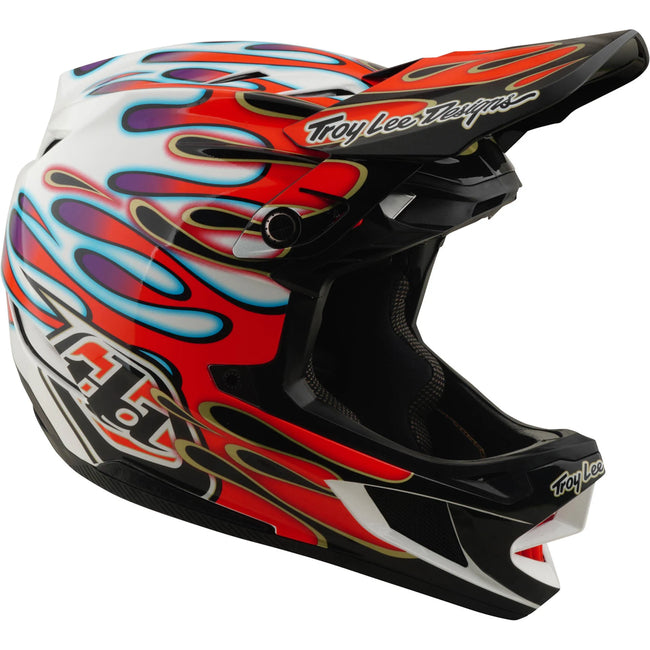 Troy Lee Designs D4 Composite MIPS BMX Race Helmet-Overspray White/Red - 4